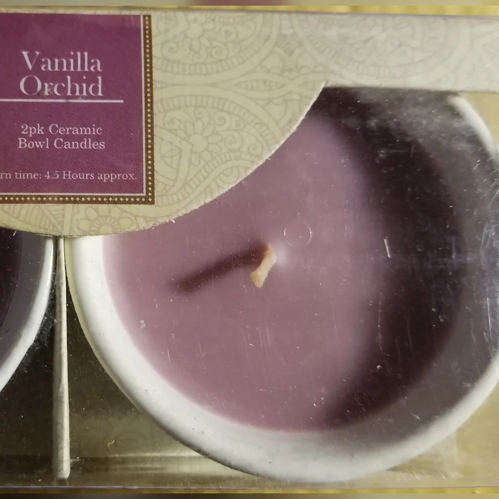 2pk Ceramic Bowl: Vanilla Orchid Candles